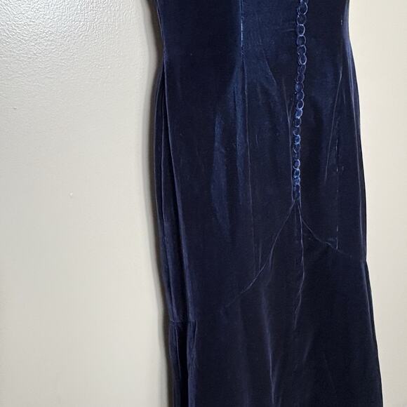 Vintage Victor Costa Velvet Dark Blue Gown Spaghetti Strap Maxi Dress Size 6 USA - Picture 4 of 16